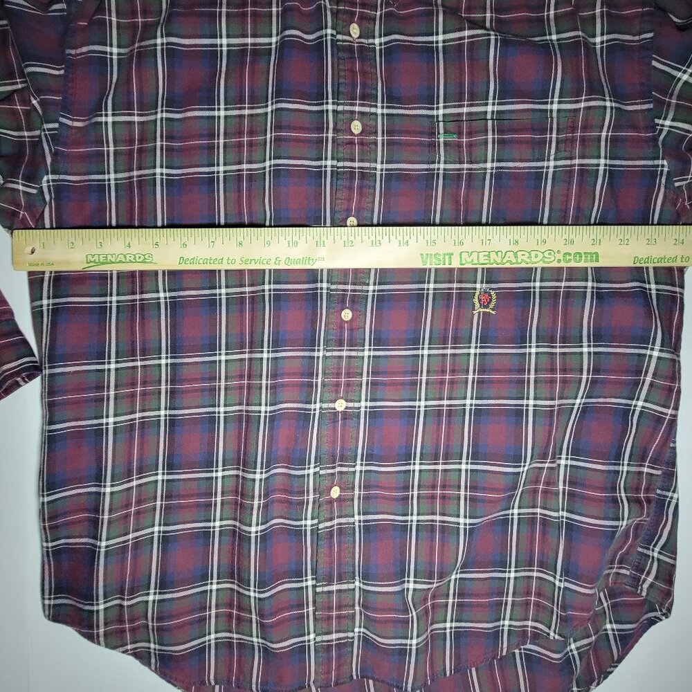 Tommy Hilfiger Mens Purple White Green Plaid Long Sleeve Button Up Shirt Size XL - Picture 9 of 12
